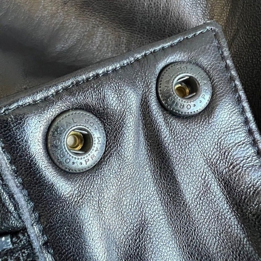 Vintage Serge Black Leather Straight Leg Pants SIze 10 - Picture 12 of 12